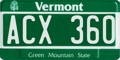 VT license plate ACX360