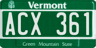 VT license plate ACX361
