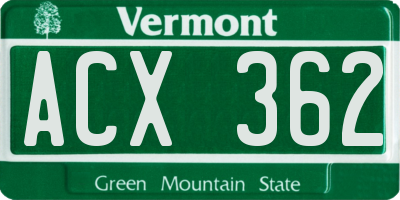 VT license plate ACX362