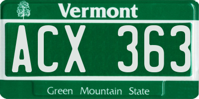 VT license plate ACX363