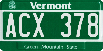 VT license plate ACX378