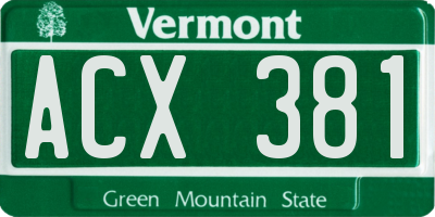 VT license plate ACX381