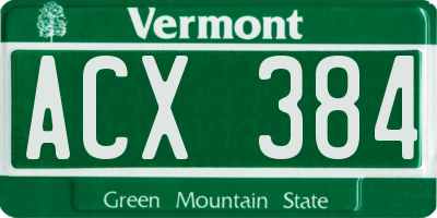 VT license plate ACX384