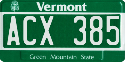 VT license plate ACX385