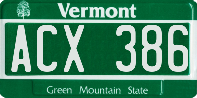 VT license plate ACX386