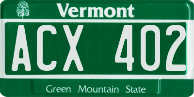 VT license plate ACX402