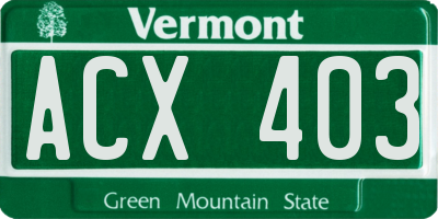 VT license plate ACX403
