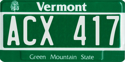 VT license plate ACX417