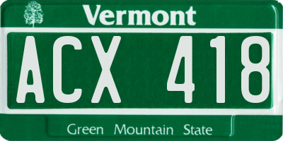 VT license plate ACX418