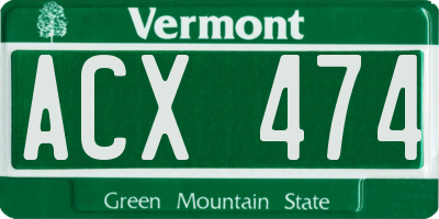 VT license plate ACX474