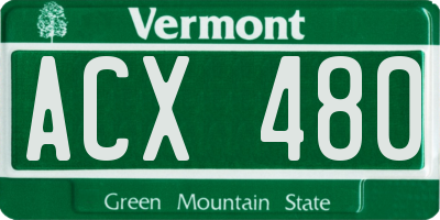 VT license plate ACX480