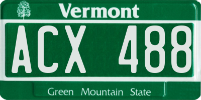 VT license plate ACX488