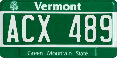 VT license plate ACX489