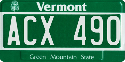 VT license plate ACX490