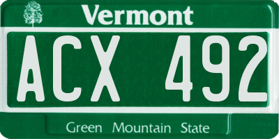 VT license plate ACX492