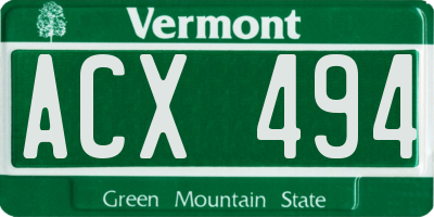 VT license plate ACX494