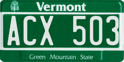 VT license plate ACX503