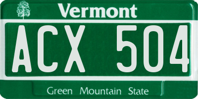 VT license plate ACX504