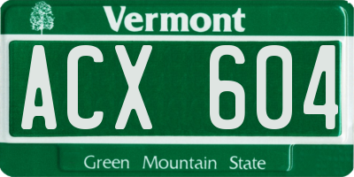 VT license plate ACX604