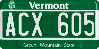 VT license plate ACX605