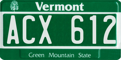 VT license plate ACX612