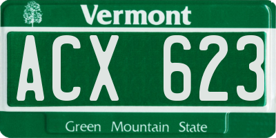 VT license plate ACX623