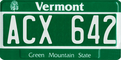 VT license plate ACX642