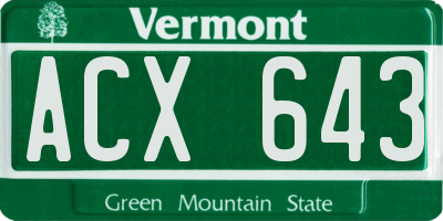 VT license plate ACX643