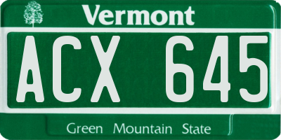 VT license plate ACX645