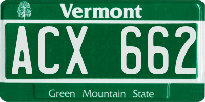 VT license plate ACX662
