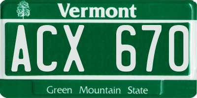 VT license plate ACX670