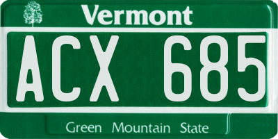 VT license plate ACX685