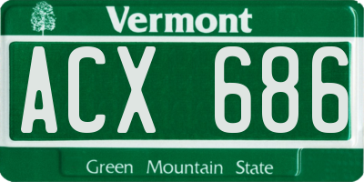 VT license plate ACX686