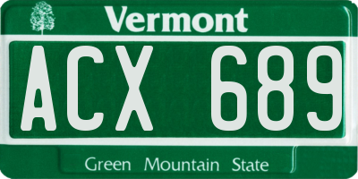 VT license plate ACX689