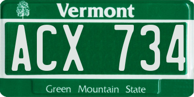 VT license plate ACX734