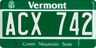 VT license plate ACX742