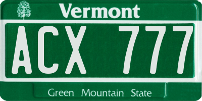 VT license plate ACX777