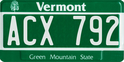 VT license plate ACX792