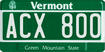 VT license plate ACX800