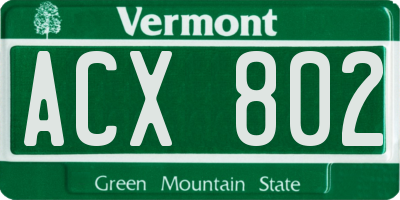 VT license plate ACX802
