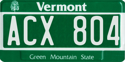 VT license plate ACX804