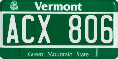 VT license plate ACX806