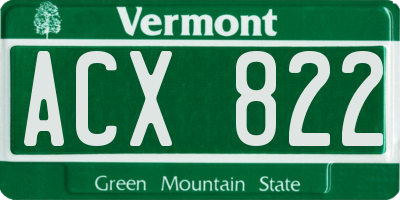 VT license plate ACX822