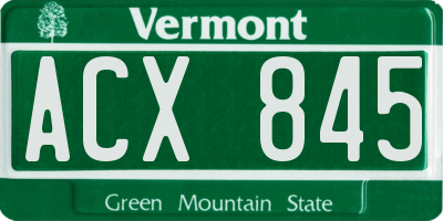 VT license plate ACX845