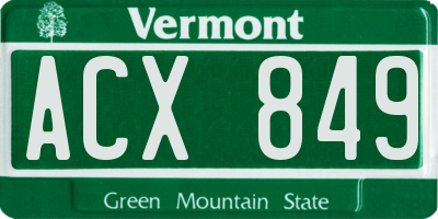 VT license plate ACX849