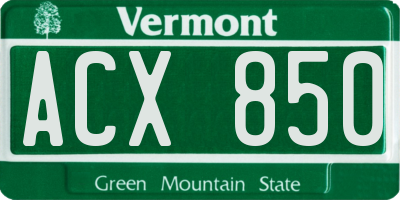 VT license plate ACX850