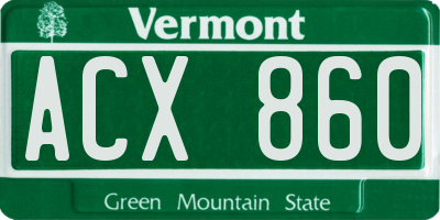 VT license plate ACX860