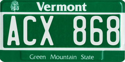 VT license plate ACX868