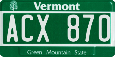 VT license plate ACX870