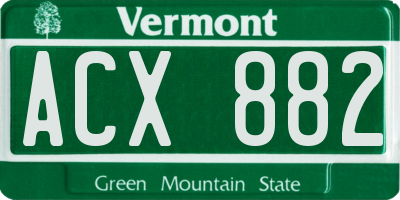 VT license plate ACX882